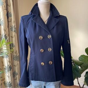 St. John Sport Navy Nautical Double Breasted Pea Coat  Style Jacket